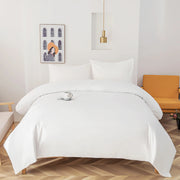 Housse de couette unie blanche en microfibre douce avec taies 65x65